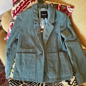Madewell Women's Teal Blue Corduroy Blazer Jacket XS NWT